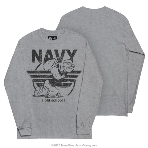 "Old School Popeye" Long Sleeve Tee | Grey