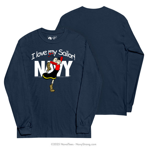 "Olive Oyl - Love My Sailor" Long Sleeve Tee | Navy