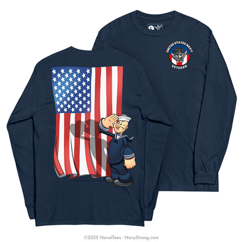 "Patriotic Popeye" Long Sleeve Tee | Navy