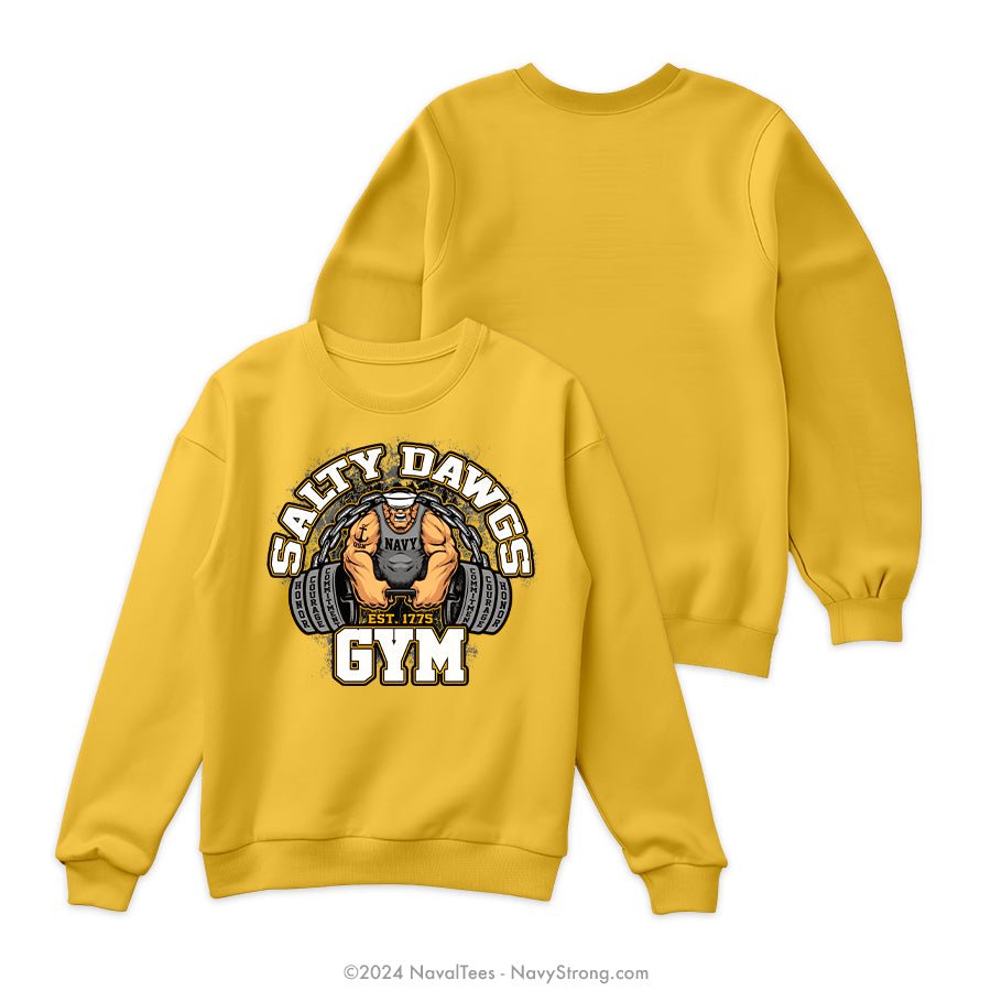 "Salty Dawg Gym" Crewneck Sweatshirt | Gold