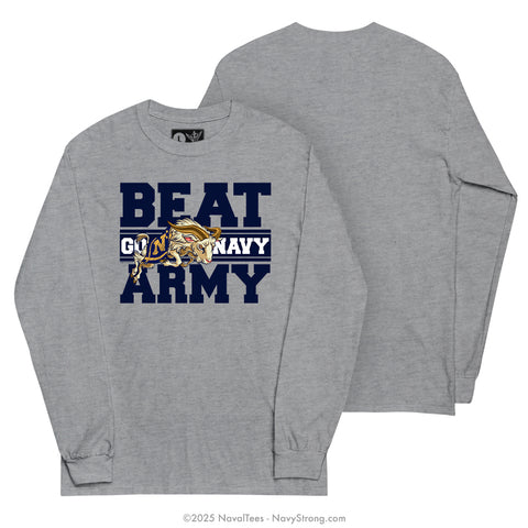"Go Navy, Beat Army" Long Sleeve Tee | Grey