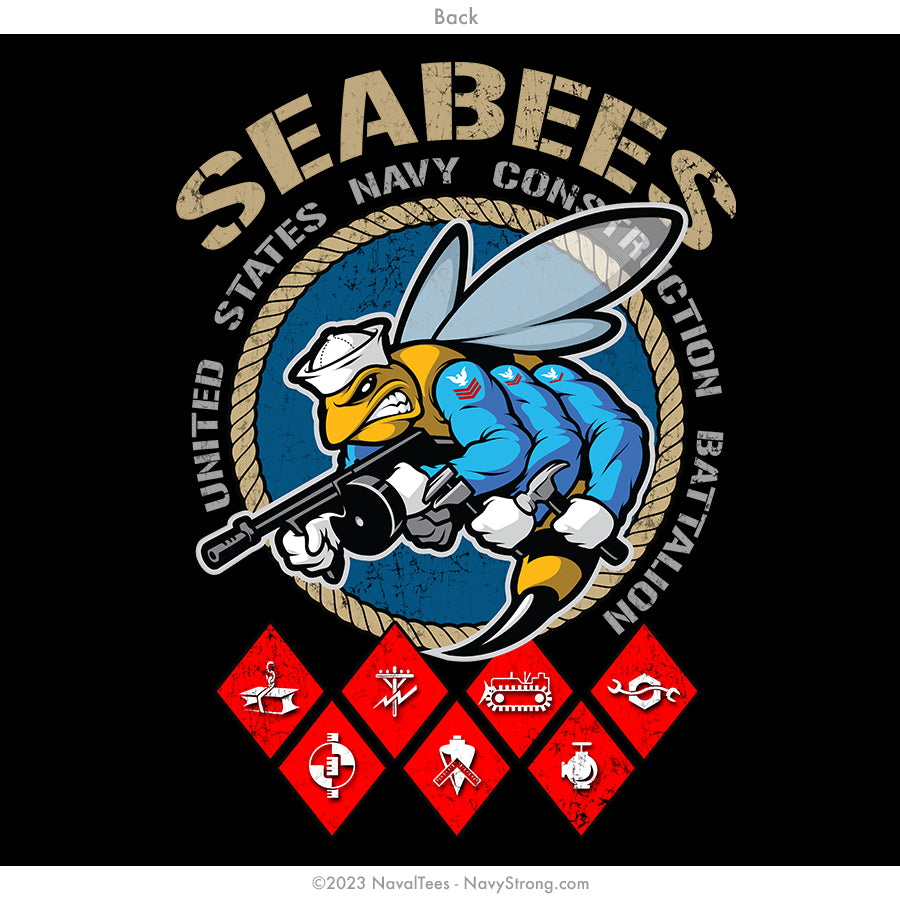 "Seabee Ratings" Zippered Hoodie | Black