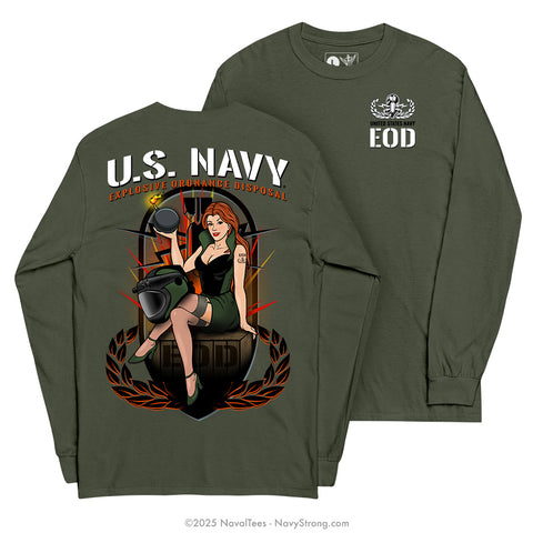 "EOD Pinup" Long Sleeve Tee | Military Green