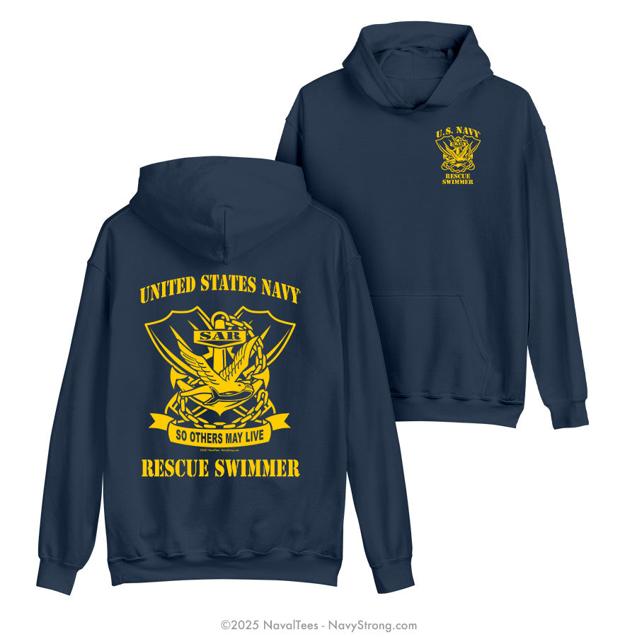 "Rescue Swimmer" Hooded Sweatshirt | Navy