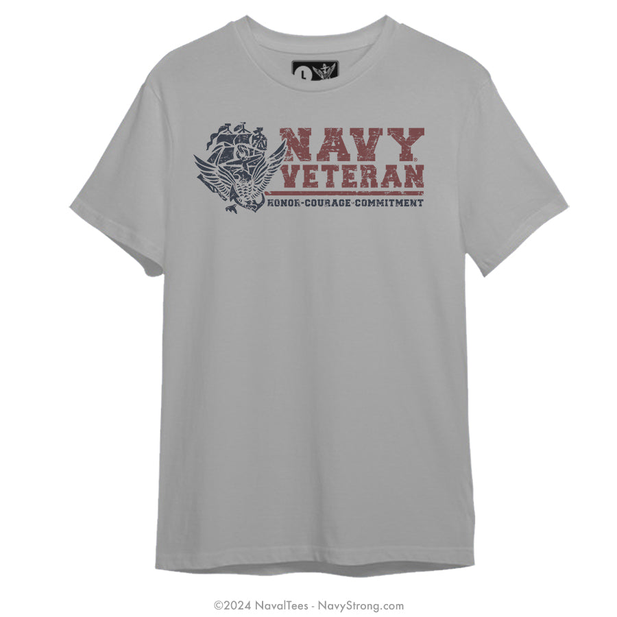 "Navy Veteran" Distressed Tee - Grey