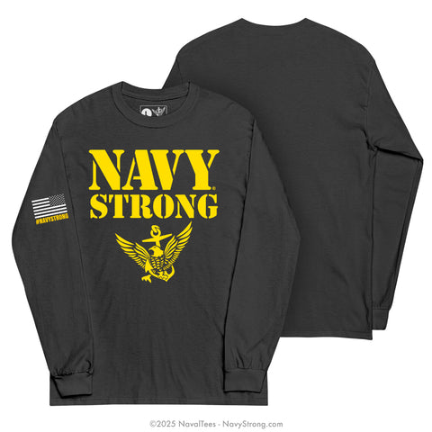 "Gold Stencil" Long Sleeve Tee | Black