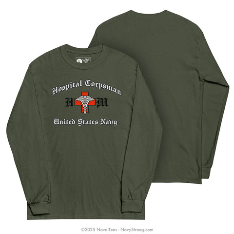 "Hospital Corpsman" Long Sleeve Tee | Military Green