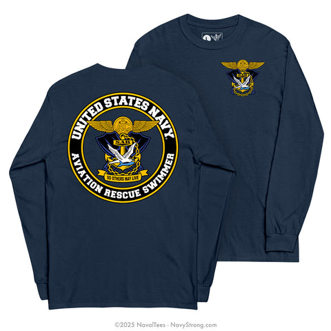 "Aviation Rescue Swimmer" Long Sleeve Tee | Navy