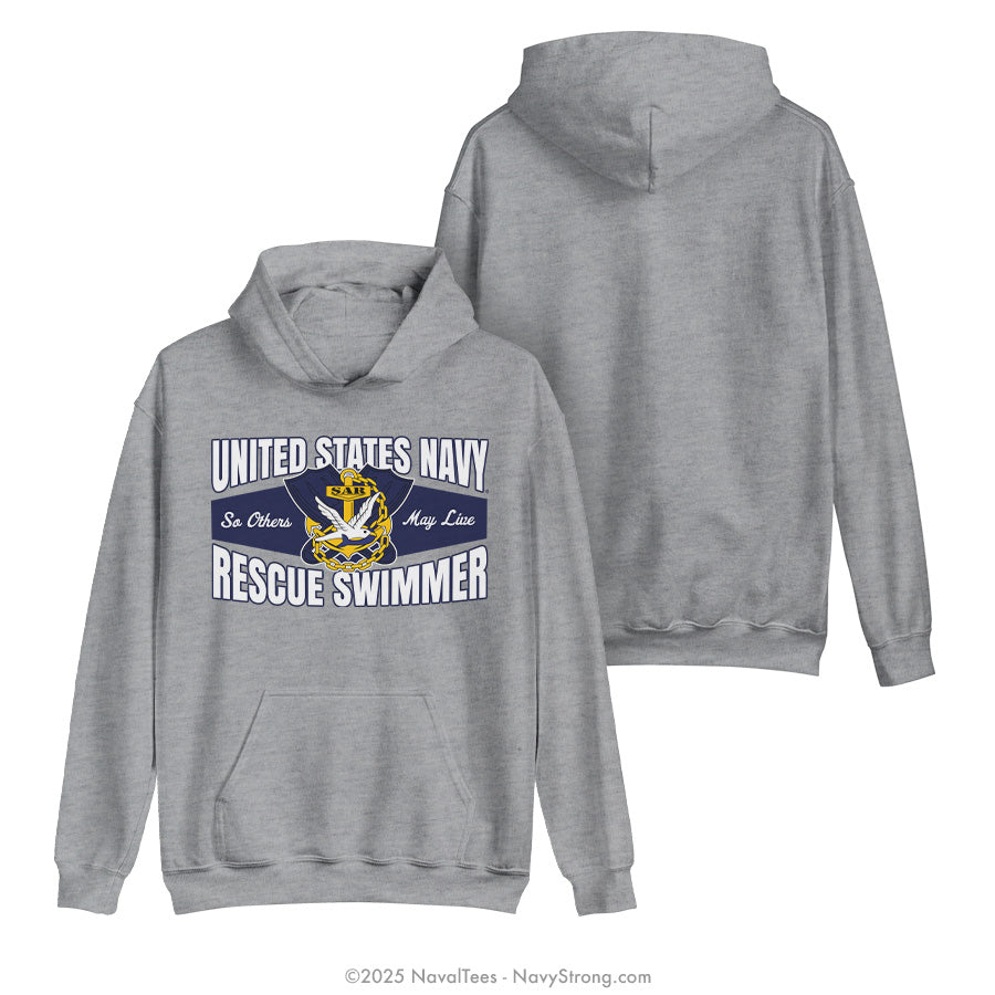 "USN Rescue Swimmer" Hooded Sweatshirt | Grey