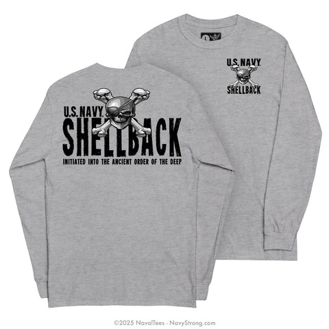 "Shellback Skull & Crossbones" Long Sleeve Tee | Grey