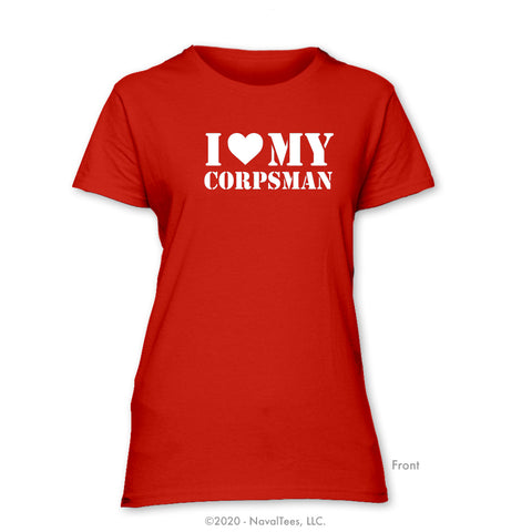 "Love My Corpsman" Ladies Tee - Red