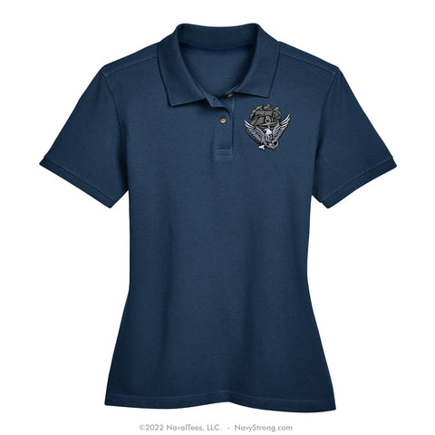 Ladies "Embroidered ACE" Polo - Navy