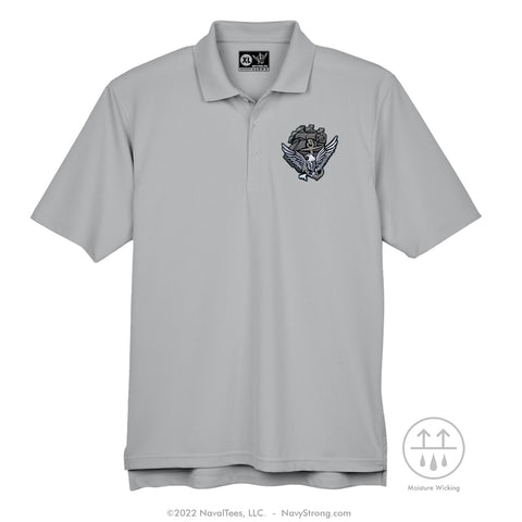"Embroidered ACE" Wicking Polo - Silver