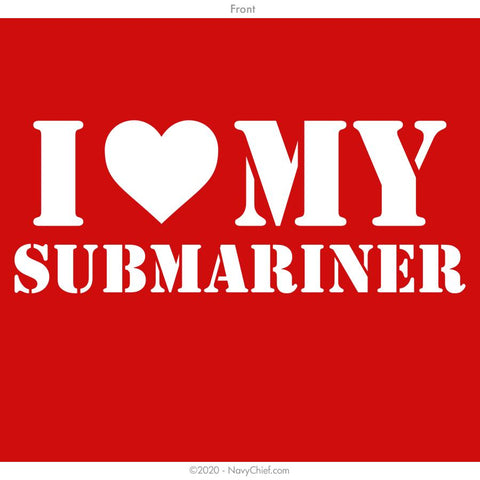 "Love My Submariner" Ladies Tee, Red - NavyChief.com - Navy Pride, Chief Pride.