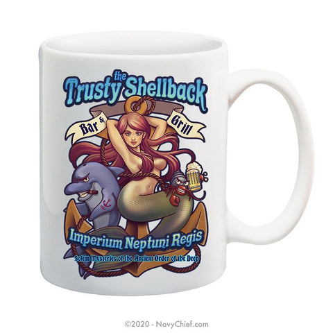 "The Trusty Shellback Bar & Grill" - 15 oz Coffee Mug - NavyChief.com - Navy Pride, Chief Pride.