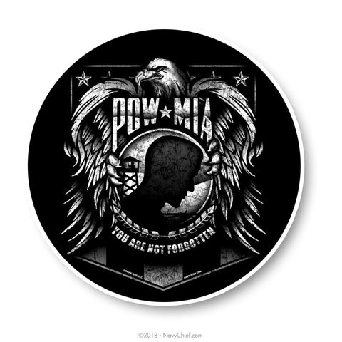 4" Round "POW/MIA" Sticker - NavyChief.com - Navy Pride, Chief Pride.