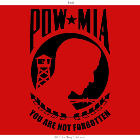"POW/MIA" Long Sleeve Tee, Red - NavyChief.com - Navy Pride, Chief Pride.