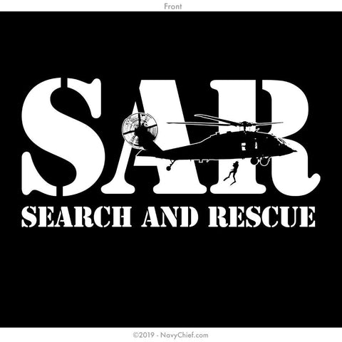 "Search & Rescue (SAR)" Long Sleeve Tee, Black - NavyChief.com - Navy Pride, Chief Pride.