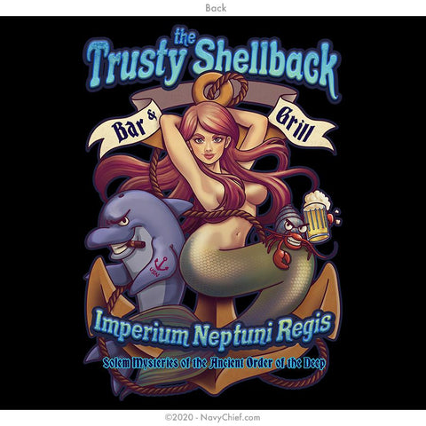 "The Trusty Shellback - Bar & Grill" Long Sleeve Tee, Black - NavyChief.com - Navy Pride, Chief Pride.