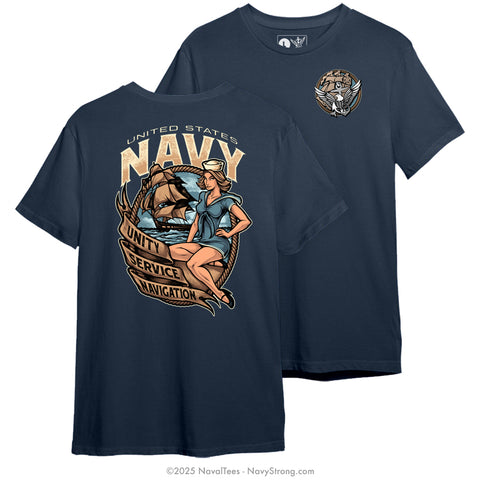 "U.S.N. Pinup" Tee | Navy