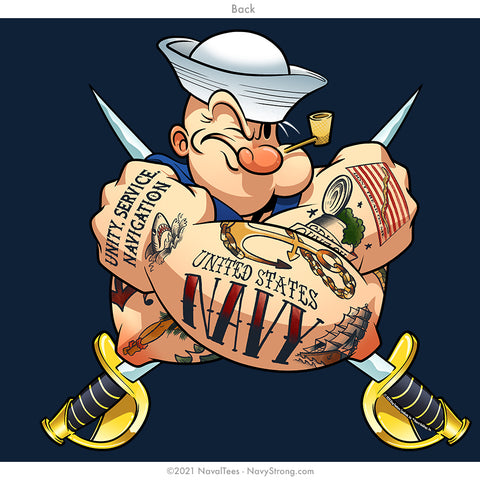 "Tattooed Popeye" Tee - Navy