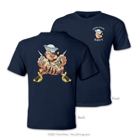 "Tattooed Popeye" Tee - Navy