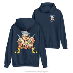 "Tattooed Popeye" Hooded Sweatshirt | Navy