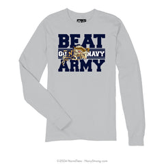 "Go Navy, Beat Army" Long Sleeve Tee | Grey