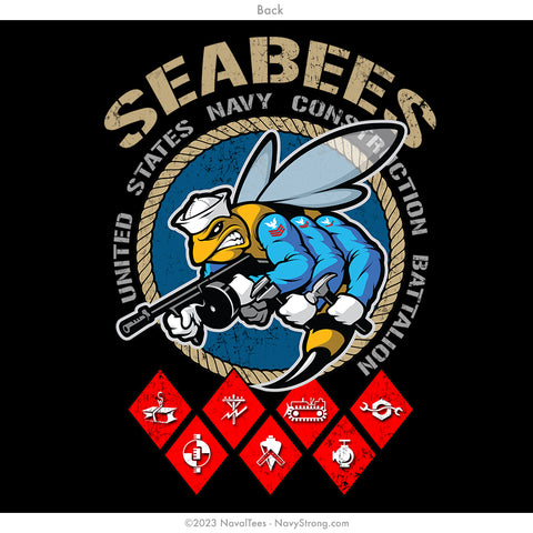 "Seabee Ratings" Zippered Hoodie | Black