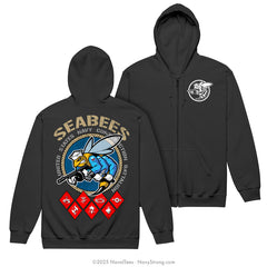 "Seabee Ratings" Zippered Hoodie | Black