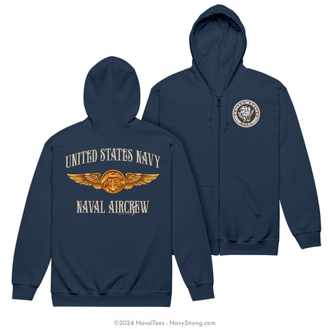 "Naval Aircrew" Zippered Hoodie | Navy