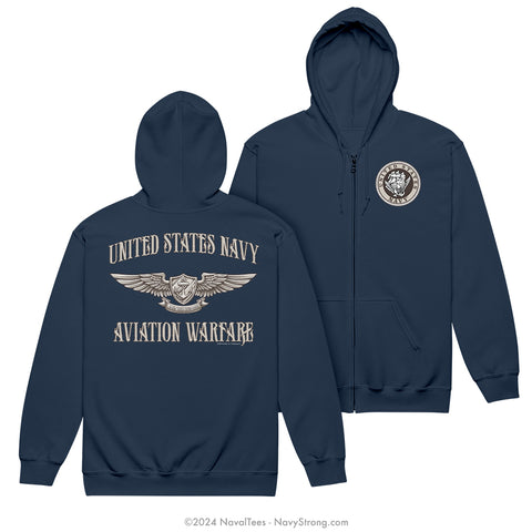 "Enlisted Aviation Warfare" Zippered Hoodie | Navy