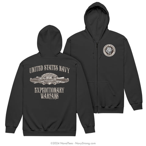 "Expeditionary Warfare" Zippered Hoodie | Black