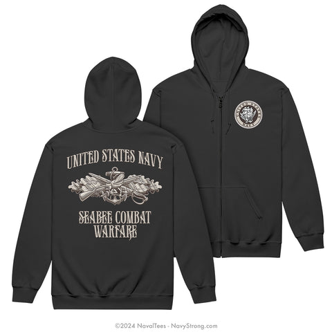 "Seabee Combat Warfare" Zippered Hoodie | Black