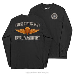 "Naval Parachutist" Long Sleeve Tee | Black