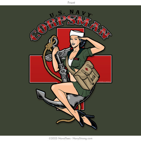 "Corpsman Pinup" Tee | Military Green