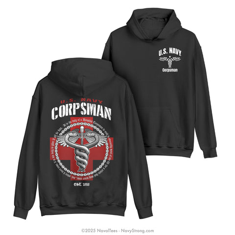 "Corpsman Caduceus" Hooded Sweatshirt | Black