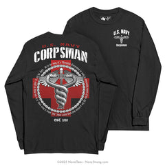 "Corpsman Caduceus" Long Sleeve Tee | Black