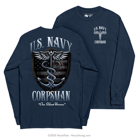 "Silent Heroes" Long Sleeve Tee | Navy