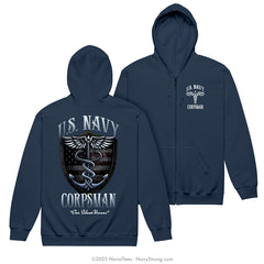 "Silent Heroes" Zippered Hoodie | Navy