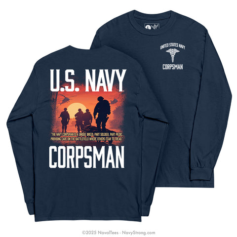 "Care Under Fire" Long Sleeve Tee | Navy