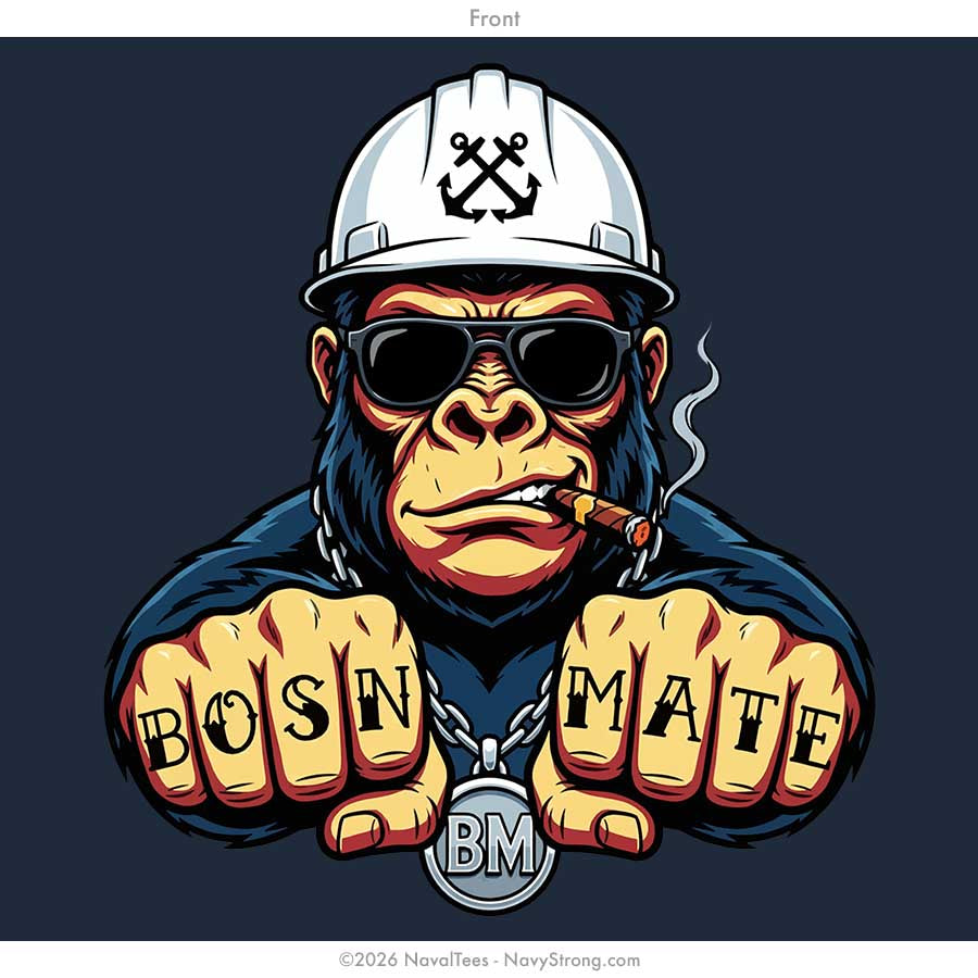"BOSNMATE" Long Sleeve Tee | Navy