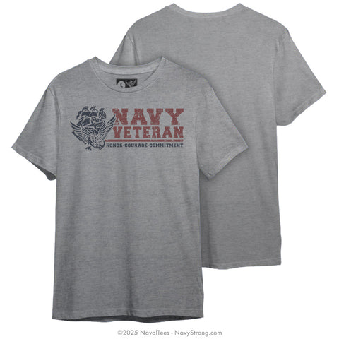 "Navy Veteran" Distressed Tee | Grey