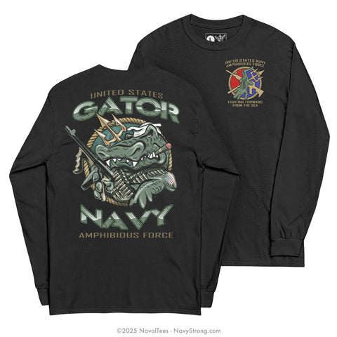 "Gator Navy" Long Sleeve Tee | Black