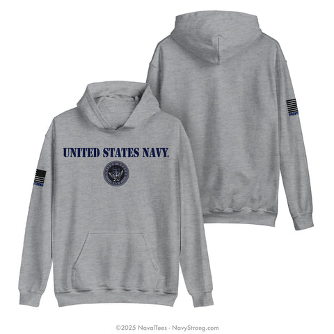 "Blue Emblem" Hooded Sweatshirt | Grey