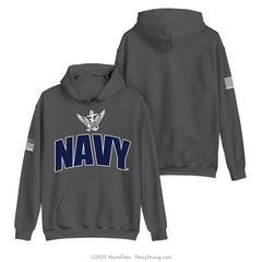 "Navy White Eagle" Hooded Sweatshirt | Chacoal