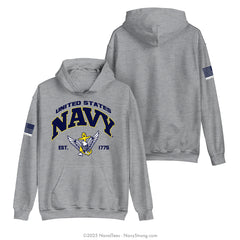 "Navy EST" Hooded Sweatshirt | Grey