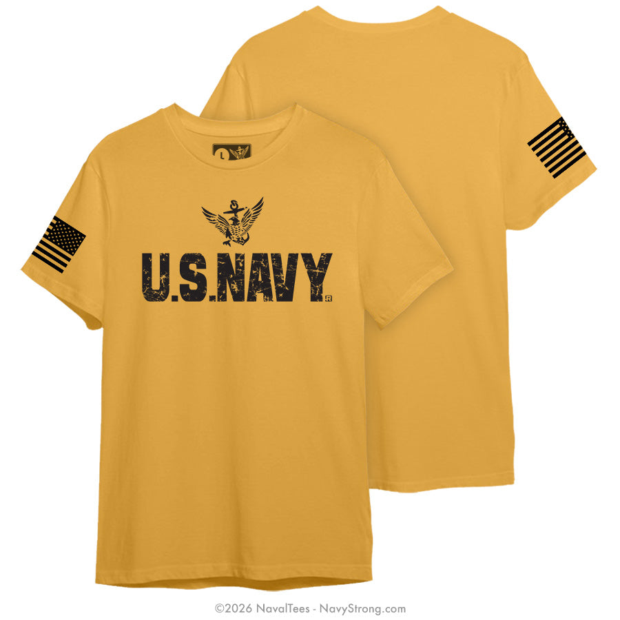 "Distressed Black" Tee | Gold