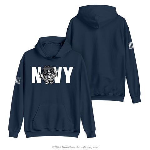 "NAVY A.C.E. ASH" Hooded Sweatshirt | Navy