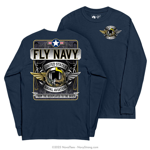 "Aviation Wings" Long Sleeve Tee | Navy